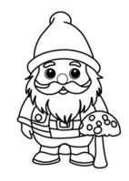 Coloring page with gnomes, autumn coloring page vector