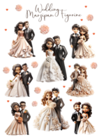 pegatina paquete Boda pastel figuritas, novia y novio figuritas, romántico Boda pegatinas casamiento. png