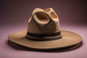 Fashionable hat on a solid color background. ai generative photo