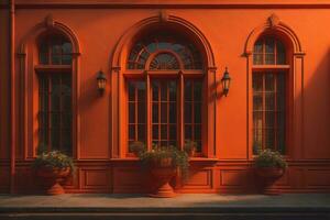 Colorful windows of a typical house in the city, ai generative photo