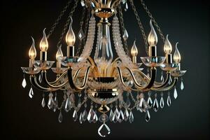 Luxury chandelier isolated on dark background. ai generative photo