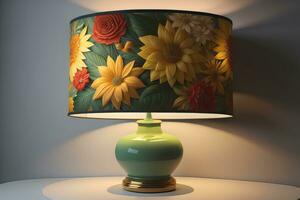 decorative table lamp on solid color background. ai generative photo