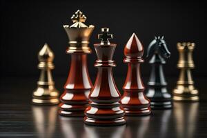 Different chess piece on a solid color background. ai generative photo