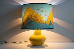 decorative table lamp on solid color background. ai generative photo