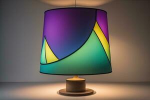 decorative table lamp on solid color background. ai generative photo