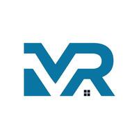 letter m r and house logo design vector