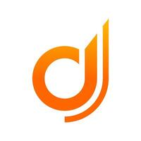 letter d gradient orange color vector