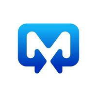 M letter logo design for technology company vector