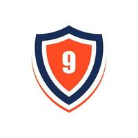 number 9 shape protection logo design vector