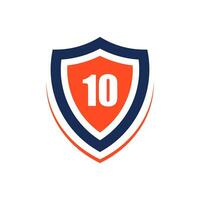 number 10 shape protection logo design vector