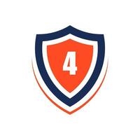 number 4 shape protection logo design vector