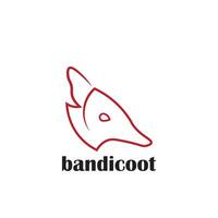 bandiccot logo en rojo línea color vector