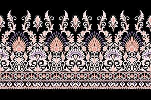 Floral seamless background. pattern geometric ethnic lace pattern design floral embroidery for  textile fabric printing wallpaper carpet. Embroidery neck vector