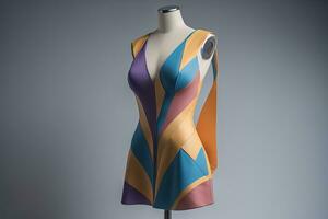 Women's dress on a mannequin in a fashion store. ai generative photo