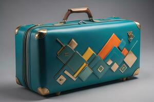 a travel suitcase isolated on a solid color background. ai generative photo