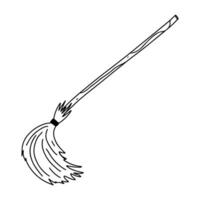 Witch mop. Hand drawn doodle style. Vector illustration isolated on white. Halloween element.
