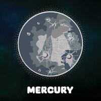 Clipart planet mercury in solar system. Hand drawing vector illustration of planet mercury. Astronomical galaxy space.