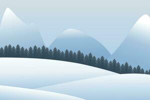 Snow landscape background winter. Christmas background vector illustration. Copy space.