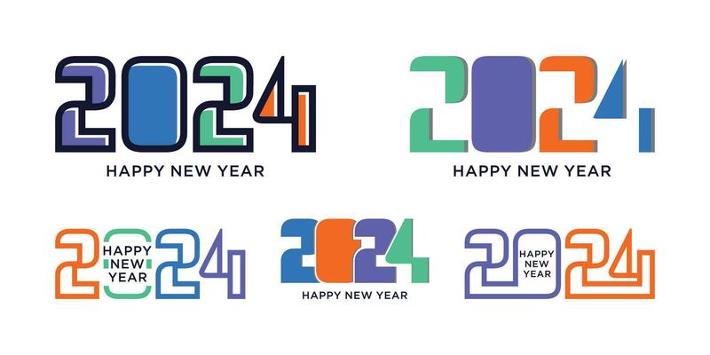 2024 happy new year logo design template vector illustration with unique modern concept