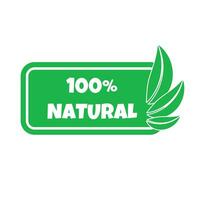 Natural products  sticker, label, badge and logo. Ecology icon. Logo template with green leaves for organic and eco friendly products. Vector illustration on white background