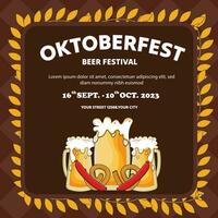Vector flat illustration for oktoberfest beer festival celebration, Oktoberfest post template