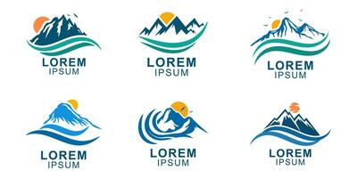 mountain and water modern business logo collection vector
