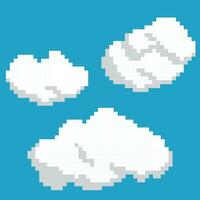 Square vector illustration with clouds in pixel art style