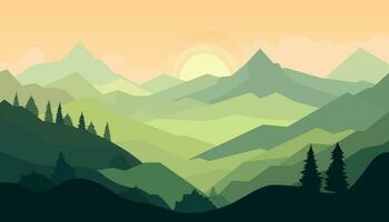 Flat minimalistic design. Panorama of a mountain landscape. Easy to change colors. vector