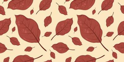 Seamless pattern with autumn fall brown red leaves of hazel tree. Perfect for wallpaper, wrapping paper, web sites, background, social media, blog and greeting cards. vector