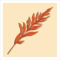 Autumn branch leaf, isolated on yellow background. Colorful brown orange pinnate bough of walnut or pecan. Fall design element. Objects for design, cards, banners, flyer, social media, web, decoration vector