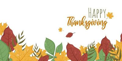 Autumn leaves frame on white background with lettering. Vector llustration with place for text, photo. Thanksgiving Design element for invitation, card, web, background, social media