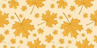 Seamless pattern with autumn fall yellow leaves of maple tree. Perfect for wallpaper, wrapping paper, web sites, background, social media, blog and greeting cards. vector