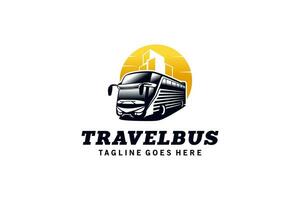 Modern bus travel company logo design, service bureau logo vector illustration and tour bus rental