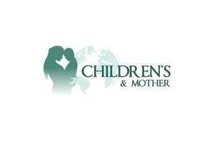 Mother and child logo, vector silhouette of mother holding child for symbol of mother care for child