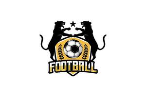 fútbol logo diseño, dos tigres con proteger moderno fútbol americano equipo vector símbolo