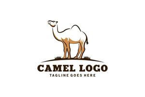 Hand drawn camel logo design with creative concept vector