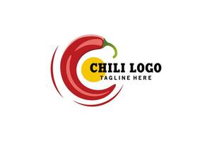 Red chili letter c logo design vector