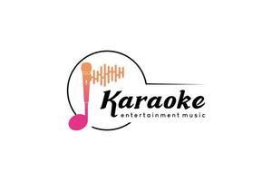 Music karaoke logo design, microphone icon vector illustration combined with creative tone icon