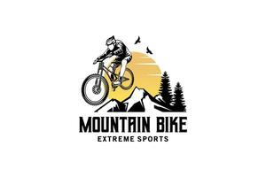 Mountain bike logo, mountain bike sport logo design template freestyle vector