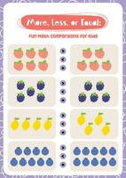 fun design vector more less or equal math mathematics counting worksheet printable for kids activity