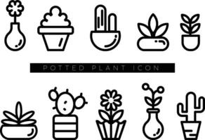 flat design vector potted plant icon collection set