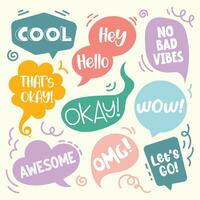 flat design vector cute colorful bubble talk dialogue comic set collection