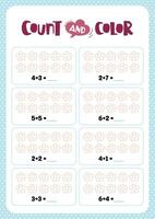 flat design vector count and color for kids activity printable