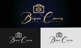 camera logo, modern photography signature logo icon vector