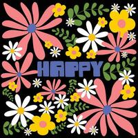 flat design vector cute colorful flower floral collection