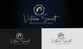 camera logo, modern cinema photography signature logo icon vector