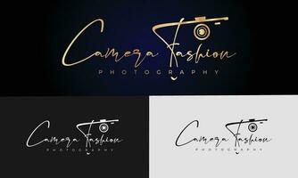 camera logo, modern photography signature logo icon vector