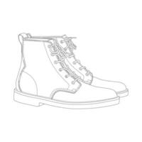 Vintage leather boot-shoe background and coloring page illustration with an outline vector