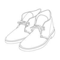 Pair of vintage leather boot-shoe background and coloring page illustration with an outline vector