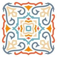 Mandala Celtic ornament tile background pattern with red, blue, and orange color vector